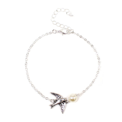 European And American New Fashion Ornament Peace Pigeon Anklet Pearl Foot Ornaments