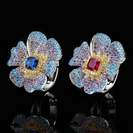 Creative Opening Ring Ornament Jacinth Zircon Light Luxury Minority All-match High Sense