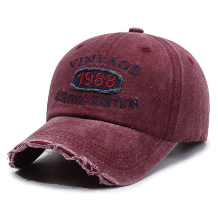 American Retro Soft Top Make Old Ripped Letter Embroidered Baseball Cap