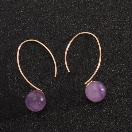 Decoration Design Development Copper Ear Hook Personality Simple Natural Stone Inlaid All-match Earrings