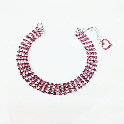 Four-row Rhinestone Pet Collar Dogs And Cats Heart-shaped Chain