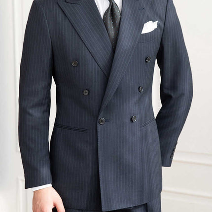 Homemade Six Button A Stripe Slim Fit Casual Retro Suit