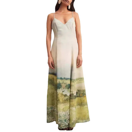Fashion Elegant Printing Slip Dress