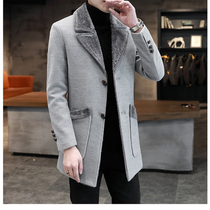 Fur And Leather Overcoat Male