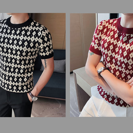 Round Neck Breathable Casual Slim Korean Style Bottoming T-shirt Half Sleeve Sweater