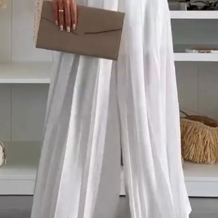 Women's Solid Color Casual Loose Pleated Skirt