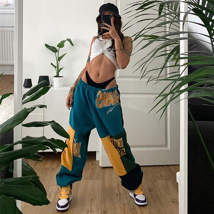 Women's Fashion Trend Patchwork Color Sweatpants