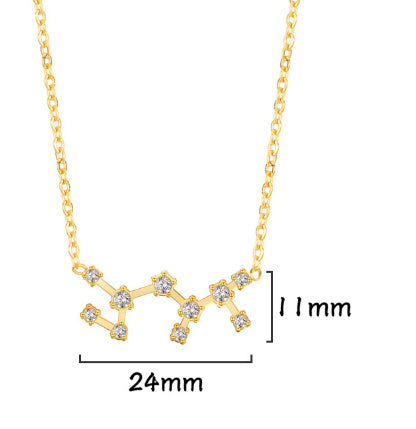 A Stainless Steel Necklace With Diamond-encrusted Pendant For The Twelve Zodiac Signs