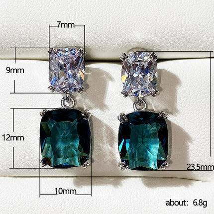 Oversized Square Diamond Zircon Earrings For Women
