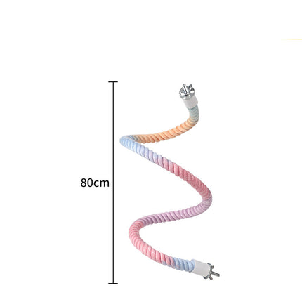 Gradient Colorful Bird Rope Perch Stand For Bird Cages Bendable Climbing Rope Cage Accessory Toy For Cockatiel Parakeet Sugar Glider