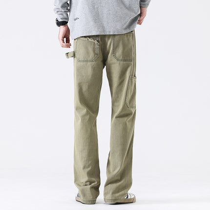 American High Street Vibe Wind Washed Distressed Army Green Jeans