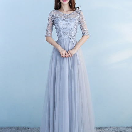Long Bridesmaid Blue Wedding Dress Girlfriends Party Dress