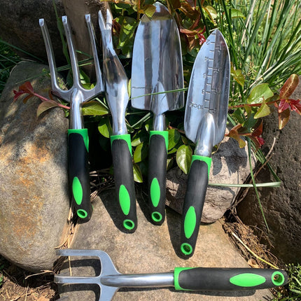 Garden Supplies 9-piece Aluminum Alloy Set, Silicone Two-color Handle Shovel Gardening Tools