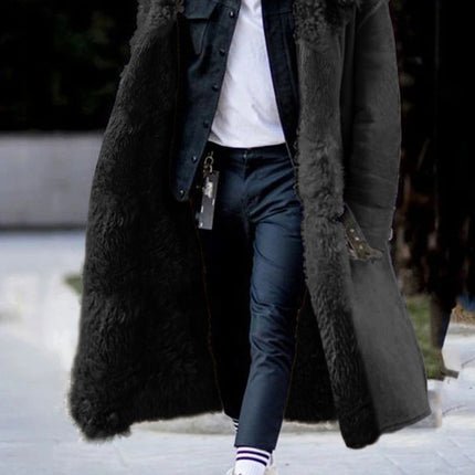 Autumn And Winter Long Thick Furry Coat Lapel Frosted Velvet Keeps Warm