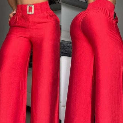 Wide Leg High Waist Loose And Slimming Metal Decorative Speakers Trousers