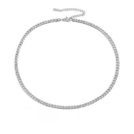 Stainless Steel Necklace 14K Gold Plated Cuban Chain Clavicle Chain