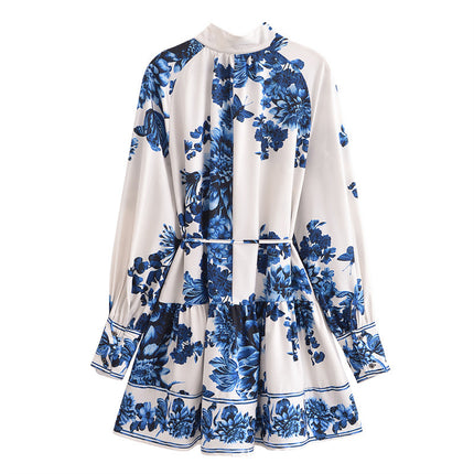 Waist Belt Positioning Temperament Long Sleeve Dress