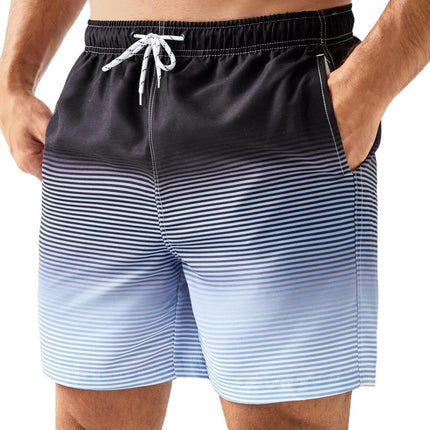 Men's Versatile Casual 3D Printed Striped Shorts