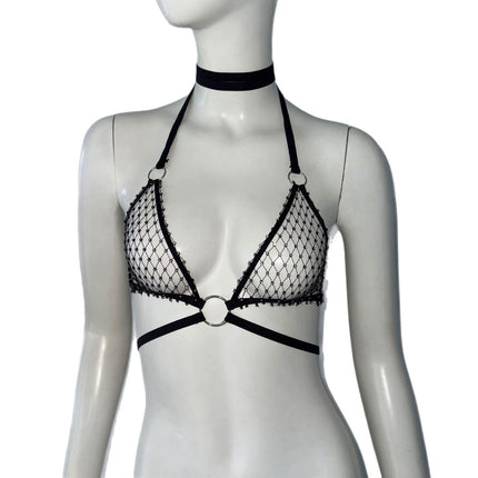 Camisole Fishnet Rhinestone Elastic Bandage Top Vest