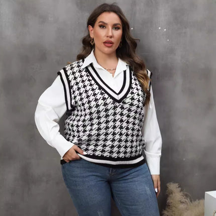 Houndstooth Leisure Vest Top For Women