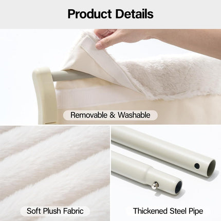 MEWOOFUN Cat Window Perch With One-Step Sliding Clamp - Adjustable Window Sill Hammock With Removable Cover For Indoor Cats - Medium Beige Cat Bed Fits Windowsill & Bedside