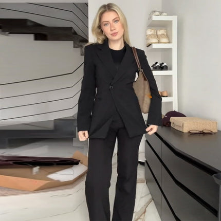 Women's V-neck Single Button Waist Suit Jacket