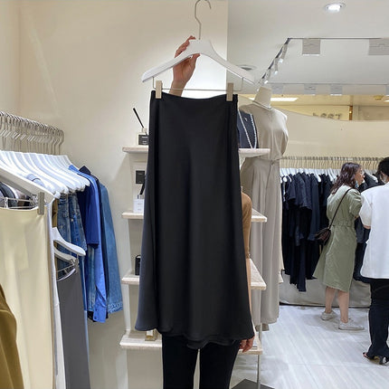 Women's Triacetate Satin Casual Elastic Waist Skirt