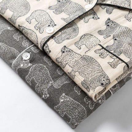 Polar Bear Printed Warm Brushed Flannel Pure Cotton Couple Home Wear Suit