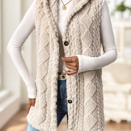 Women's Red Hooded Fleece Vest