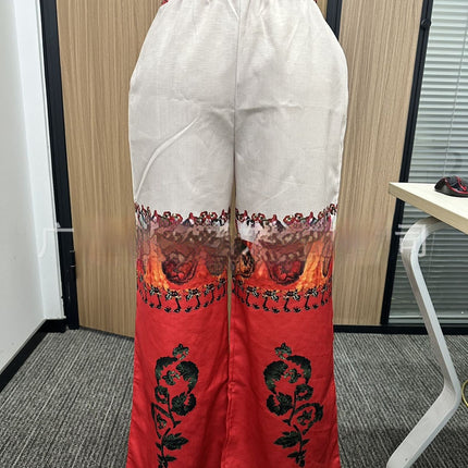 Vintage Printed Women's Fashionable Long Trousers