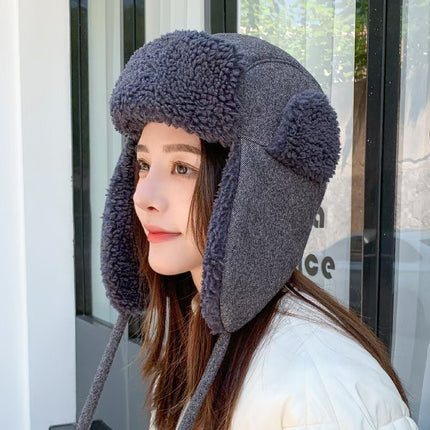 Outdoor Cycling Cold Protection Windproof Earflaps Unisex Fleece-lined Ushanka