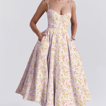 French Mesh Large Swing Double-layer Sling Dress