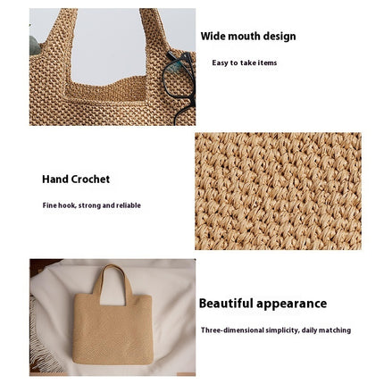 Holiday Straw Woven Bag Woven Commuter Tote Bucket Bag