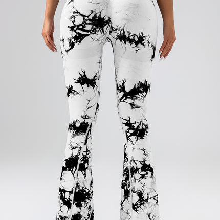 2 Pack Tie Dyed High Waisted Flared Butt-lifting Fitness Sports Women's Yoga Bell-bottom Pants, Workout Leggings For Women, Gym Scrunch Butt Butt Lifting Seamless Leggings