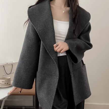 Autumn And Winter Double-faced Woolen Goods Cashmere Coat Small-sized Woolen Coat