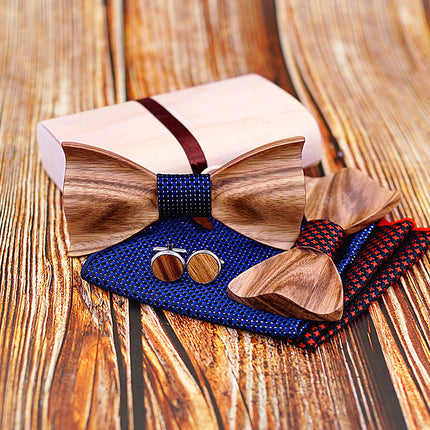 Zebra wood wooden bow tie