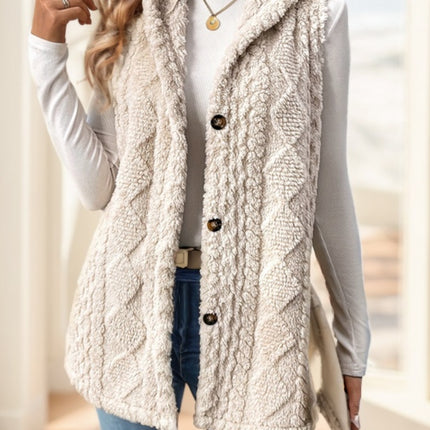 Women's Red Hooded Fleece Vest