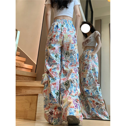 Women's Colorful Graffiti Printing Overalls