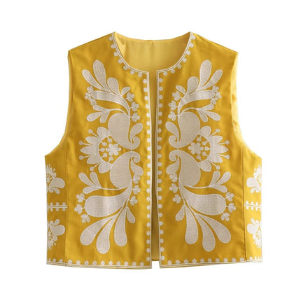European And American Women's Clothing Sleeveless Embroidered Vest Women's Top