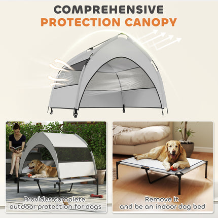 Elevated Dog Bed With Removable Canopy, Portable Outside Raised Pet Cot With Cooling Pad, Storage Bag, 42 X 30 X 37