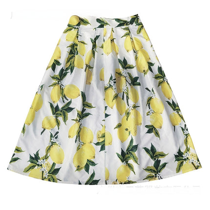 European And American Vintage Printed Floral Skirt