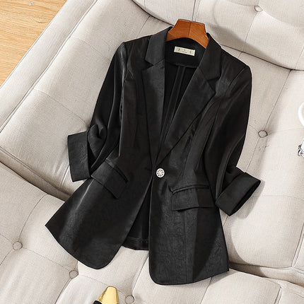 Satin Suit Jacket For Women Spring And Summer Elegant High Sense Small Casual Suit Top