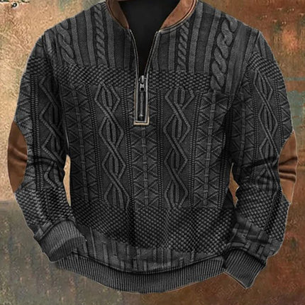 Autumn And Winter Printed Half Zipper Sweater With Buckle