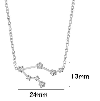 A Stainless Steel Necklace With Diamond-encrusted Pendant For The Twelve Zodiac Signs