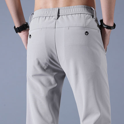 Summer Thin Ice Silk Men's Simple Smooth Stretch Casual Pants