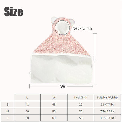 Teddy Bear Pet Cape Blanket With Hood, Polar Fleece Dog Cape Blanket Costume, Winter Snuggie For Dogs Cats