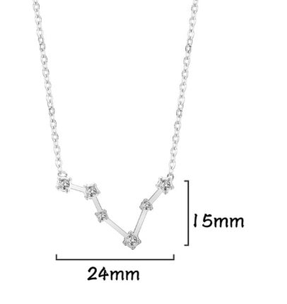 A Stainless Steel Necklace With Diamond-encrusted Pendant For The Twelve Zodiac Signs