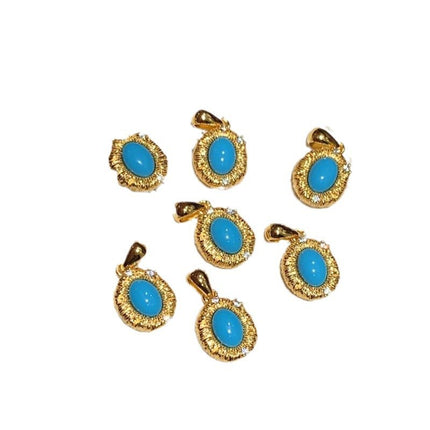 Retro Turquoise Necklace Shining Stars Blue Green Pine Hanging