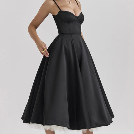 French Mesh Large Swing Double-layer Sling Dress