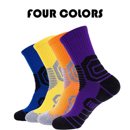 4 Pairs Compression Crew Running Socks Athletic Socks For Men With Cushion Work Hiking Basketball Sport Socks Anti-odor And Anti-slip For Running Fitness Hiking And Cycling